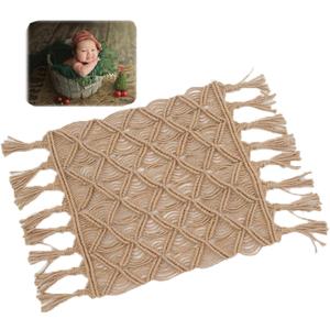 Newborn Photography Props Baby Photoshoots Photo Posing Macrame Blankets Rug Backdrop (Brown)