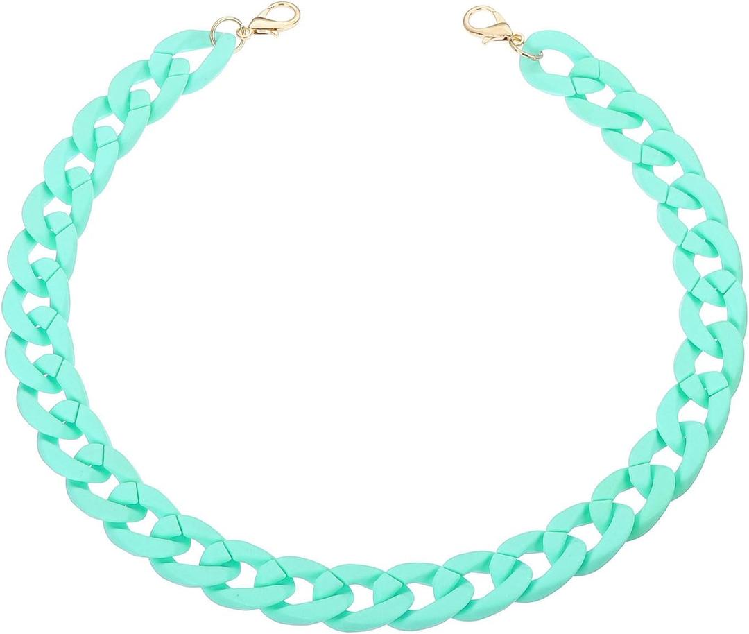 PATIKIL Acrylic Purse Chain, 24 Inch Acrylic Chain Linking Rings Handbag Strap Quick Link C-Clips Hooks Connectors for Jewelry Making DIY Craft Purse Eyeglass, Matte Grass Blue