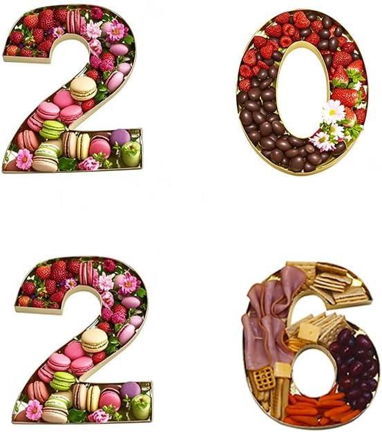 2026 Cardboard Number Shaped Mache Decorative Strawberries Fillable Chocolate Candy Cupcakes Box for Graduation and New Year's Parties (Gold, 14 Inch)