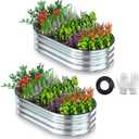Galvanized Raised Garden Bed Kit, 421ft Metal Raised Planter Bed Large Stock Tank Large Metal Raised Bed for Herb, Growing Fruits, Flower (2, Sliver)