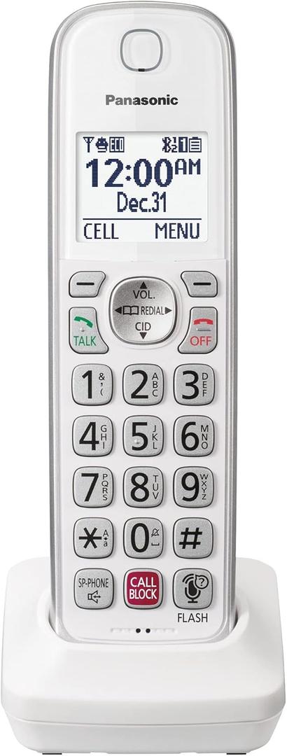 Panasonic Additional Cordless Phone Handset for use with KX-TGD86x Series Cordless Phone Systems - KX-TGDA86W (White)