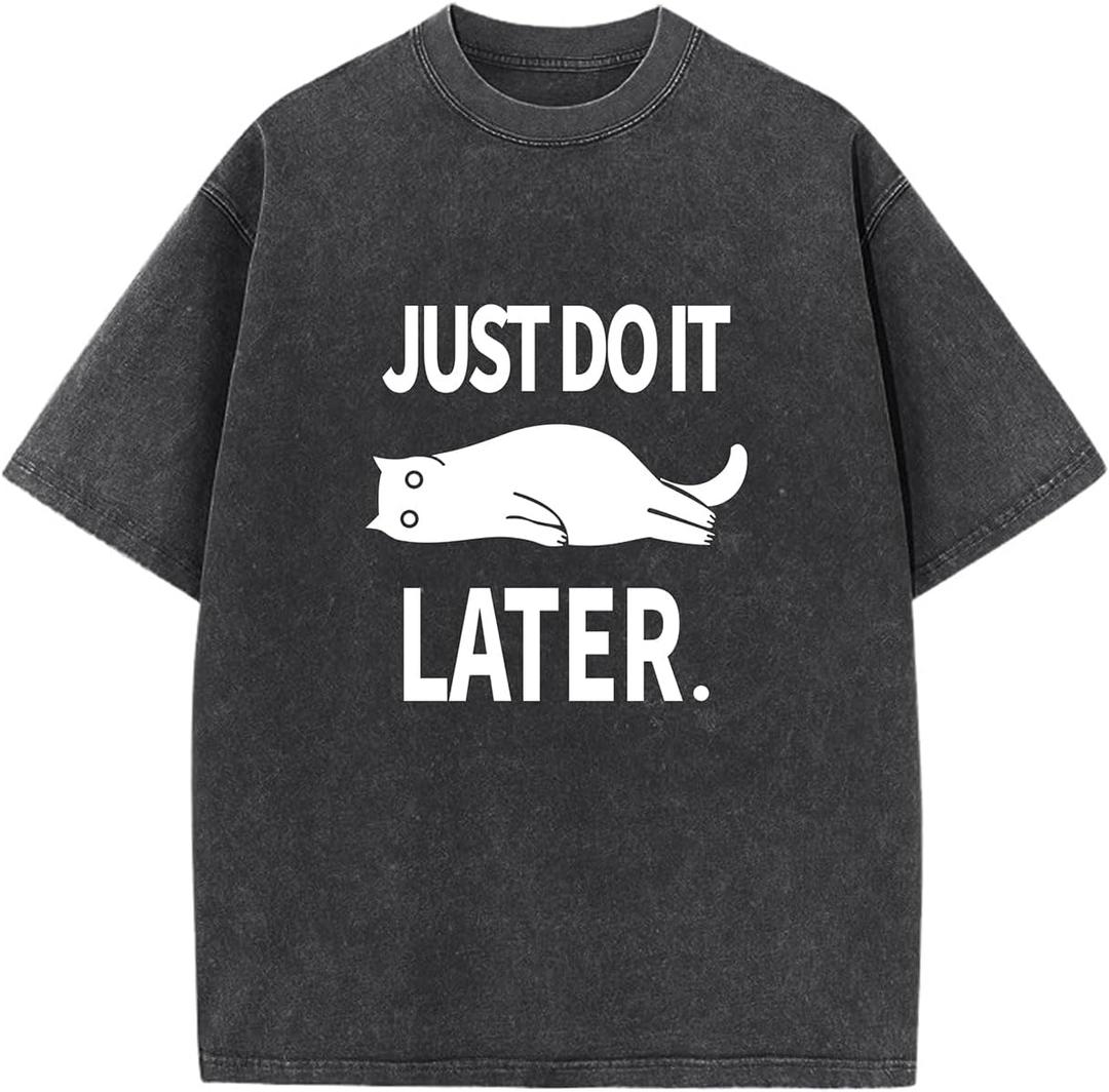 GSOU SNOW Men Oversized T Shirt Cotton Casual Unisex Short Sleeve Vintage Baggy Tee Shirts Washed Mens Streetwear (Large, Washed Black-1)
