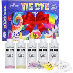 WINSONS Tie Dye Kit 5 Colors Permanent Fabric Dye Art Set for Kids Adults for School, Homemade Party, Creative Groups Activities, DIY Gift