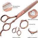 Professional Hair Cutting Scissors Sets Stainless Steel Barber Hairdressing Scissors Multifunctional Salon Thinning Scissors Straight Shears Tools Gifts for Mom Dad and Friends (Brown)