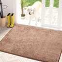 PURRUGS Dirt Trapping Door Mat 31.5" x 47", Non-Slip Machine Washable Entry Rug, Shoe Scraper, Dog Doormat, Super Absorbent Welcome Mat for Front & Back Door, Muddy Shoes & Paws, Brown-Light Cream