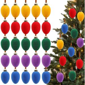 15 Pcs Christmas Velvet Balls Bulk C9 Flocked Christmas Tree Ball Ornaments Plastic Shatterproof Xmas Decorative Hanging Home Ornaments for Xmas Tree Party Holiday Decor (2.36'',Rainbow)