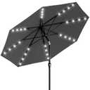 AreShark 9FT Patio Umbrella with Solar Lights, 32 Lighted Pool Umbrella w/Tilt and Crank, Outdoor Market Solar Umbrellas for Garden, Deck, Backyard, Pool and Beach, Gray