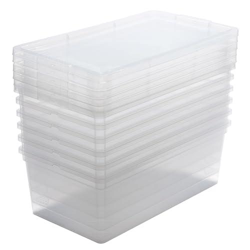 Simplify Storage Bins with Lids | Dimensions: 13.23"x 7.5"x 4.5" |6 Pack| Stackable | Nestable Bins | Great for Clothing | Books | Household Items | Shoes | Home Organization | Clear.