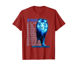Lion Christian Jesus Is My God King, Lord, and Savior T-Shirt M