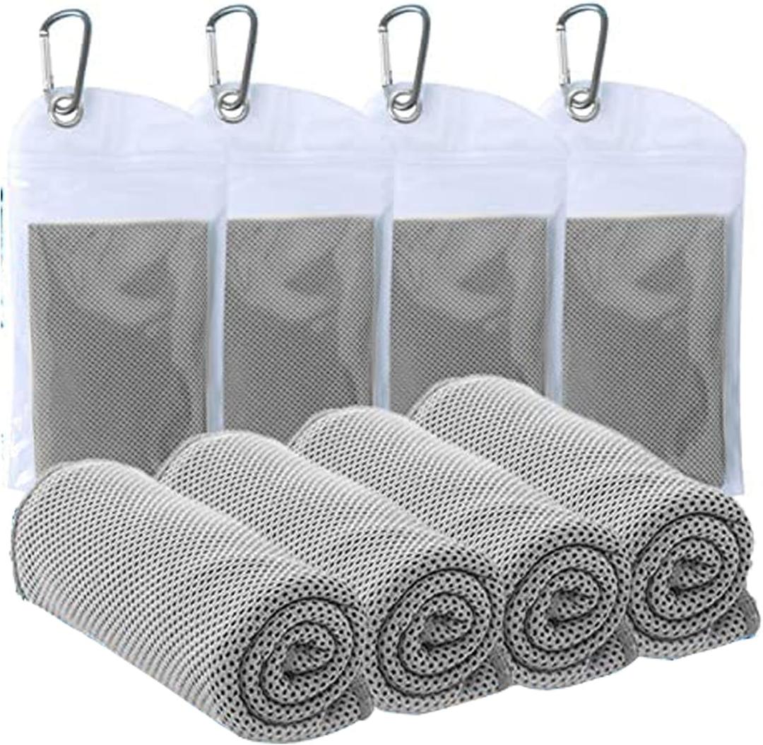 4 Pack Cooling Towels (40"x12") - Instant Cooling Reusable Microfiber Towels for Sports, Gym, Camping, Yoga, Fitness & More