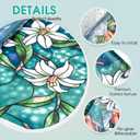 Coavas Decorative Window Privacy Film, Heat Control Sun Blocking Stained Glass Window Film, Floral Design Static Cling, Non Adhesive Windows Tint for Bathroom Front Door(Vinyl, 17.5" x 118.1 ") (Green)
