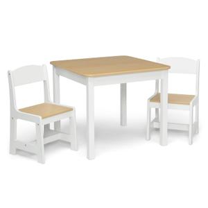 Delta Children MySize Kids Wood Table and Chair Set (2 Chairs Included) - Ideal for Arts & Crafts, Snack Time, Homeschooling, Homework & More, Bianca White/Natural
