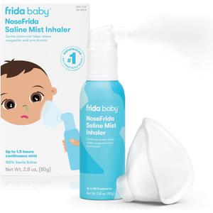Frida Baby NoseFrida Saline Mist Nasal Inhaler, Decongestant Spray for Congestion & Allergy Relief for Babies + Kids, Nasal Saline Spray, Soothes Stuffy Nose & Sore Throat, Includes Mask