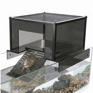 Large Turtle Basking Platform Dock, Acrylic Turtle Tank Topper with Ramp for 75/125 Gallon Aquarium, Fits 17-20 Inch Wide Tanks