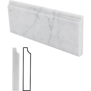 Lovdeco 4 PCS Carrara Marble Baseboard for Kitchen Bathroom Floor Shower, White Marble Trim Molding Polished, 4.5 X 12 inch