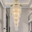 37 Lights Gold Finish Large Staircase Crystal Chandelier for High Ceiling Foyer Entryway Staircase Living Room Dining Room (Dia 28'' Height 78.7 inch)