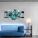 CXHOSTENT Large Floral Canvas Wall Art 5 Pieces Lily Pictures Prints Abstract Flower Painting Framed Artwork Modern Bedroom Gallery Wall Decor (Teal, 16"x24"x2 16"x32"x2 16"x40"x1)