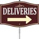 Deliveries with Right Arrow Sign Package Delivery Instructions 12" x 8" With 28" Long Metal Stake Shipping and Receiving With Stand Aluminum Outdoor Use Yard Business Home