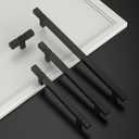 Amerdeco 10 Pack Matte Black Kitchen Cabinet Pulls 5 Inch Hole Centers Cabinet Hardware Kitchen Handles for Cabinets Cupboard Handles Drawer Pulls T Bar ZH0021