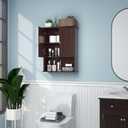 VANIRROR Bathroom Wall Cabinet Expresso Over Toilet Storage - 24x30 in Above Toilet Wood Medicine Cabinet with Adjustable Shelf & 2 Door Mounted Wall Cabinet