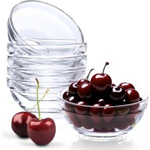 Osnell USA Small Glass Cooking Bowls, 3.5 inches Diameter (9 cm), 4-ounce, Microwave and Dishwasher Safe - Stackable Glass Mise en Place Ramekins Set of 6