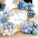 LaVenty Baptism Party Decorations Blue Silver Balloon Garland Backdrop Cross Balloon for First Communion Confirmation Party Supplies