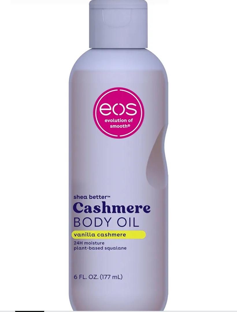 eos Cashmere Body Oil, Vanilla Cashmere, 24 Hour Moisture, Plant-Based Squalane to Soothe, Soften And Smooth Dry Skin, eos Body Oil, 6 fl oz