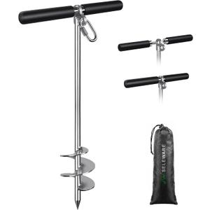 SELEWARE Sand Anchor for Boats, Screw in Boat Anchor for Shallow Water, Jet Ski Anchor, Stainless Steel Boat Beach Anchor for Securing Pontoon Boats, Jet Skis, Kayaks on Beaches and Sandbars, 26"