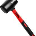 16oz Rubber Mallet Hammer, Fiberglass Handle, Rubber Mallet for Flooring, Tent Stakes, Woodworking, Camping, Soft Blow Tasks without Damage