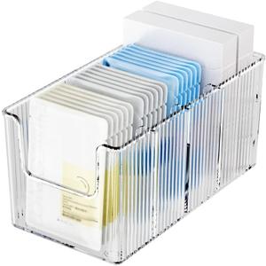 Extra Thick Acrylic Makeup Organizer with Removable Dividers - Waterproof Bathroom Storage for Sheet Masks/Essences/Cosmetics, Clear Visible Design, Space-Saving Vanity Organizer (1 Pack)