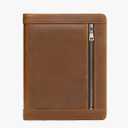 Genuine Leather A4 Conference Folder - Professional Zippered Portfolio Padfolio for Business Meetings Fits 10-11 Inch Tablet