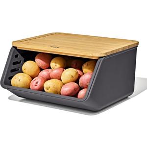 OXO Good Grips Produce Saver Root Vegetable Bin with Lid, 5 lb Capacity Potato and Onion Storage for Pantry, Stackable Vegetable Storage Container