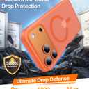 Magnetic for iPhone 17 Pro Case,[Anti-Slip][Compatible with MagSafe][Military Grade Drop Protection] Shockproof Protective Translucent Matte Phone Case for iPhone 17 Pro Case,Orange