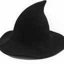 Halloween Witch Hat for Women Wide Brim Foldable Halloween Wool Hats for Party Cosplay Costume Accessory (Black)