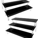 AZEAM Acrylic Riser, Black Display Risers Stand Large Collection Organizer Shelf for Cupcake Food Desserts Holder Cosmetic Products Tabletop Use and More (12 X 8 X 6 Inch) (2 Packs Black)