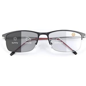 Vepiant Transition Photochromic Multifocus Spring Hinge Progressive Reading Glasses Anti Blue Light Sunglasses UV Sun Readers, +2.50