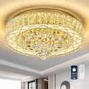 18" Crystal Raindrop Ceiling Light, Rose Gold Semi Flush Mount Chandelier