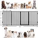 Free Standing Dog Gate with Door for Indoor Outdoor, Portable Dog Fence Foldable Design, Metal Black 32" Tall, Expandable 4 Panels Use for Front Door, Yard, Stairs