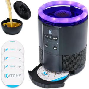 Katchy Duo Indoor Flying Insect Trap with Scent Pod Day & Night Effective Mosquito, Fruit Fly, Gnat & Small Moth Catcher Non-Zapper Trap with Blue UV Light & Fan Suction (Black)