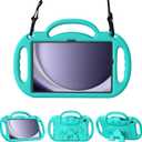 Kids Case for Samsung Galaxy Tab A9 Plus 11" Tablet, with Shoulder Strap, Shockproof Handle Stand Protective Cover for Samsung Galaxy Tab A9+ 11 Inch 2023(SM-X210/X216/X218), Cyan