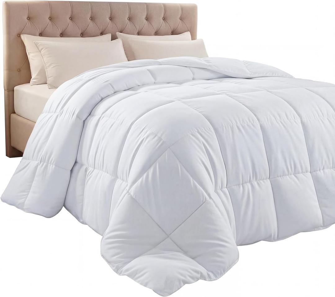 Utopia Bedding Comforter Duvet Insert, Quilted Comforter with Corner Tabs, Box Stitched Down Alternative Comforters King Size (White)