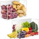 Ofiray-home Magnetic Fridge Shelf, Fruit Potato & Onion Storage Bins, Pantry Organizers, Large Container Basket for Refrigerator, Kitchen Counter, Cabinet (2, White)