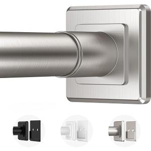 Haryaers Brushed Nickel Tension Curtain Rod Adjustable Shower Curtain Rods 3076 In Spring No Drilling or Screw Installation Shower Rod for Bathroom Shower Bar for Closet Kitchen with Brackets, 30-76"