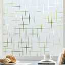 rabbitgoo Window Privacy Film Frosted Glass Window Film, Decorative Privacy Cling, UV Blocking Staic Cling Bathroom Glass Frosting Sticker, Non-Adhesive Front Door Cover, Cross Pattern, 17.5" x 78.7" (Pure), Pack Of 2