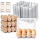 WIKDAY Egg Cartons Cheap Bulk 100 Pack 12 Count Plastic Clear Dozen Reusable Empty Egg Containers for Chicken Eggs Storage with Date Tracking Stickers