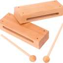 2 Set Solid Wood Rhythm Block with Mallet - Durable Musical Percussion Instrument, Fit for Musical Wood Block for Adults - Versatile Hand Percussion with Natural Acoustic Resonance