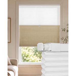 LazBlinds No Drill Cordless Day Night Cellular Shades, 34.5"W x 64"H, Beige