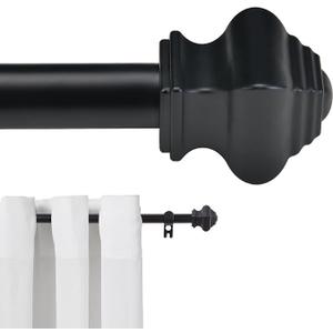 Authandis Matte Black Curtain Rods for Windows 32" to 78" with Brackets,5/8" Diameter Heavy Duty Curtain Rod Set,Easy Install Drapery Rods