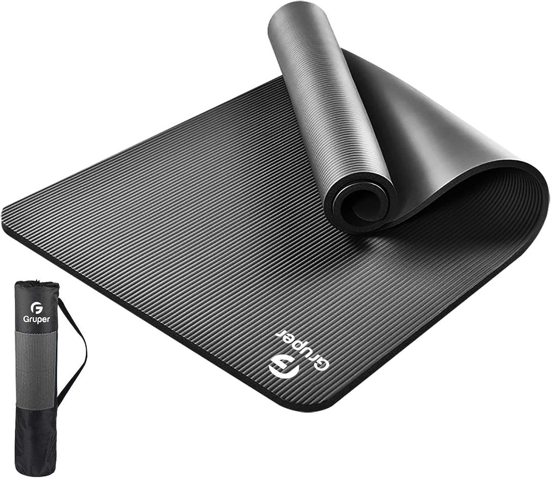 Gruper Yoga Mat Non Slip NBR Extra Thick Yoga Mat, Anti-Tear Exercise Mat with Carrying Strap and Bag, Workout Mats for Yoga, Pilates 24" x 72"
