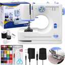Portable Tabletop Beginner Mini Sewing Machine with 32 PCS Threads Kit for Home Use,12 Built-In Stitches Multifunctional Sewing with Foot Pedal Small Sewing Quilting Machine for Beginners Kids Adults